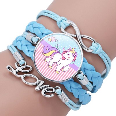 Pulsera trenzada de unicornio a la para niños, accesorios, joyería al por mayor: HJ-8