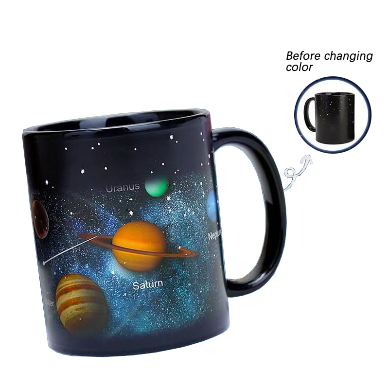 Keramisk krus farveskiftende krus varme afslørende kaffekop venner studerende morgenmad kop stjerne solsystem krus