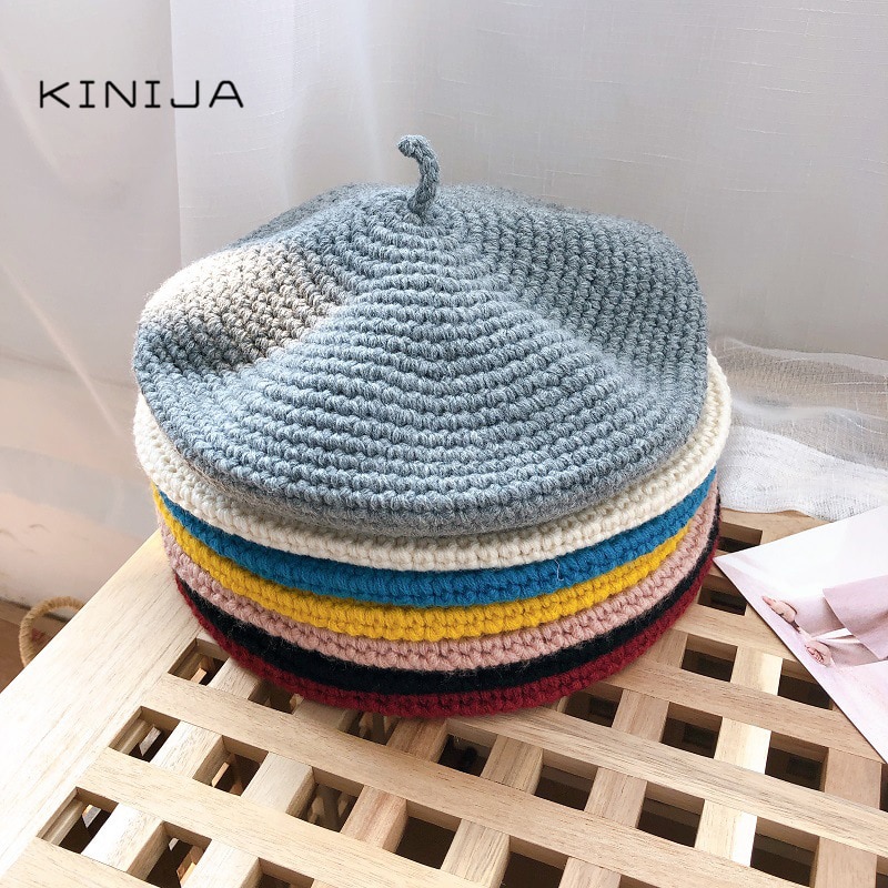 beret damski jesienno-zimowy kapelusz z filcu ozdoba robić włosów brytyjski retro wełniany malarz ośmiokątny kapelusz czapka z dzianiny