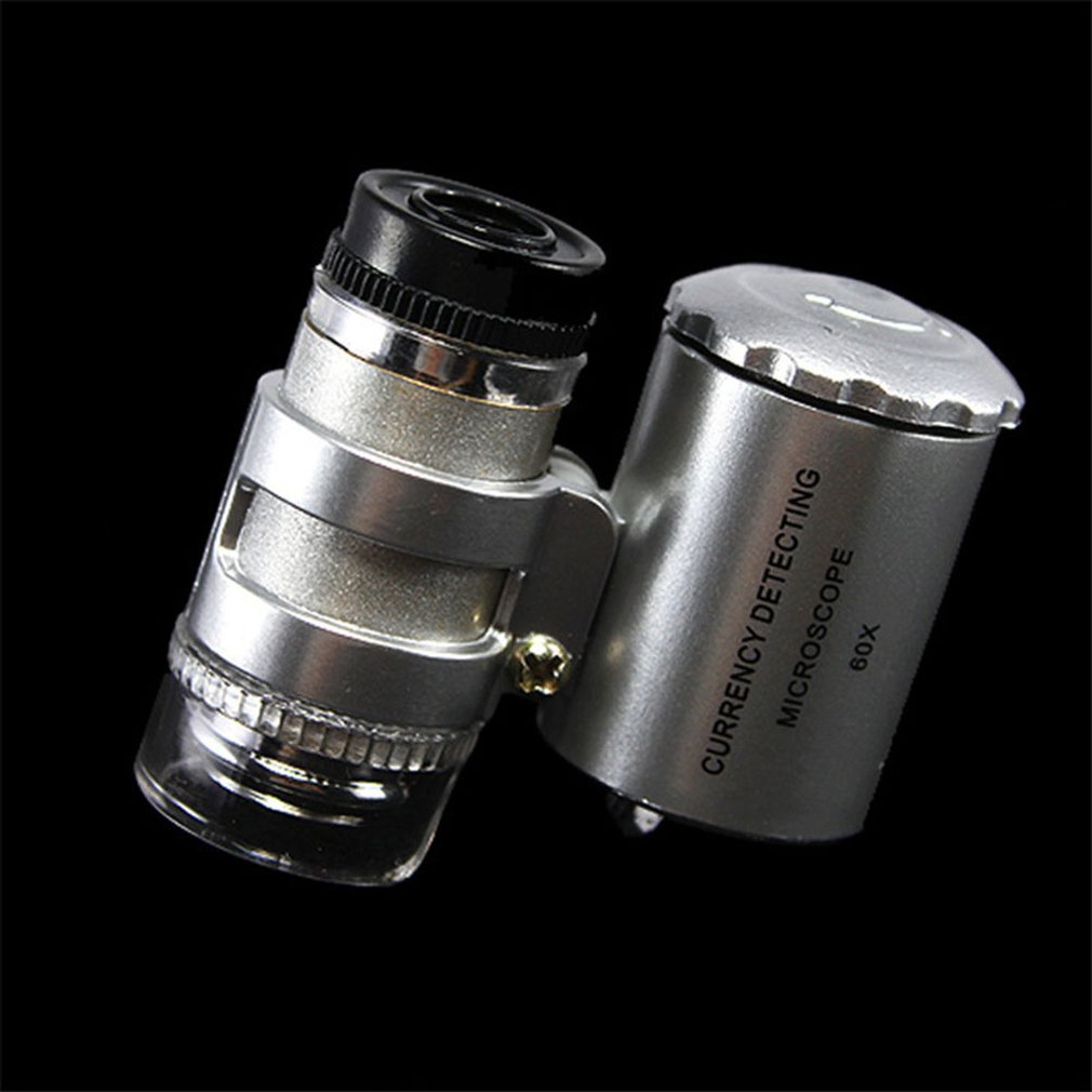 Holdbart mini 60x lommemikroskop smykker forstørrelsesglas lup glas ledet uv lys mærke