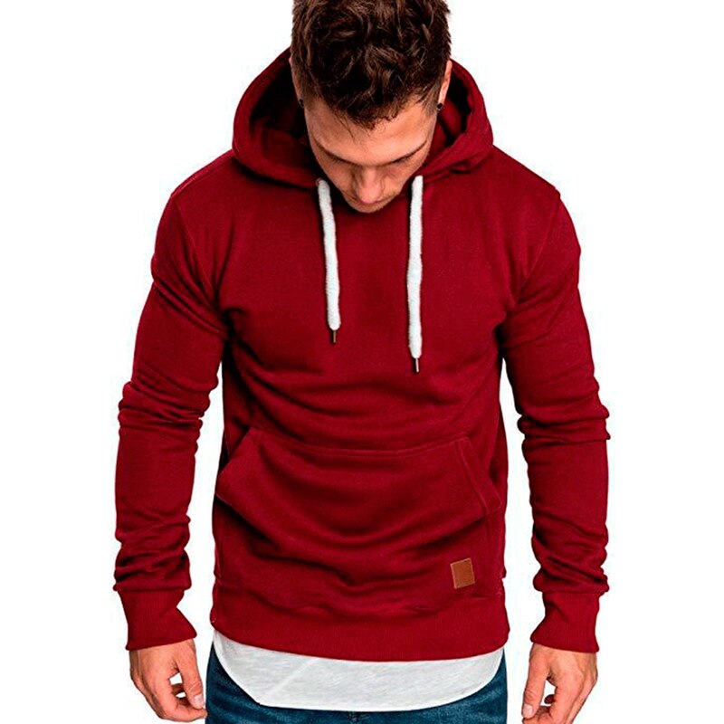 Mans Vlies Winter Warme Skateboard Sport Hoody Sweatshirts Hüfte hüpfen Streetwear Hoodies männer Kleidung Einfarbig Spitzen Neue: Wein rot / XL