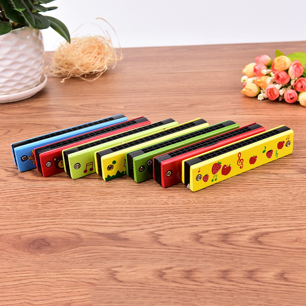 Mundharmonika Kinder Holz Spielzeug Instrument 3 Farben mit Tiermotiven Auswahl 