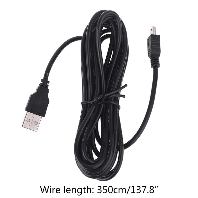 1 pc 3.5m bil kamera dvr strømkabel oplader adapter til dash cam udgang 5v/2a mini micro usb