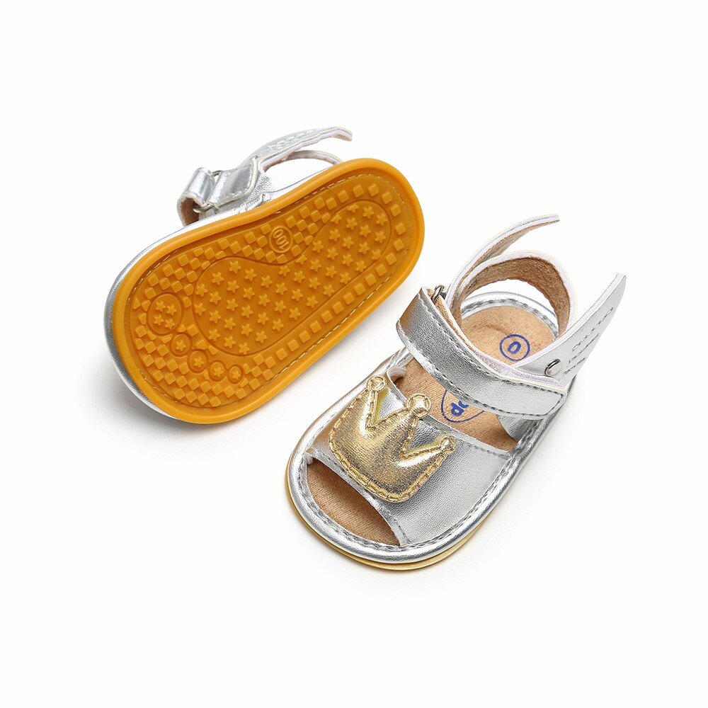 Baby Baby Meisje Zomer Sandalen Pu Leer Angel Wings Gold Crown Anti-Slip Rubberen Zool Prinses Jurk Babyschoenen schoenen