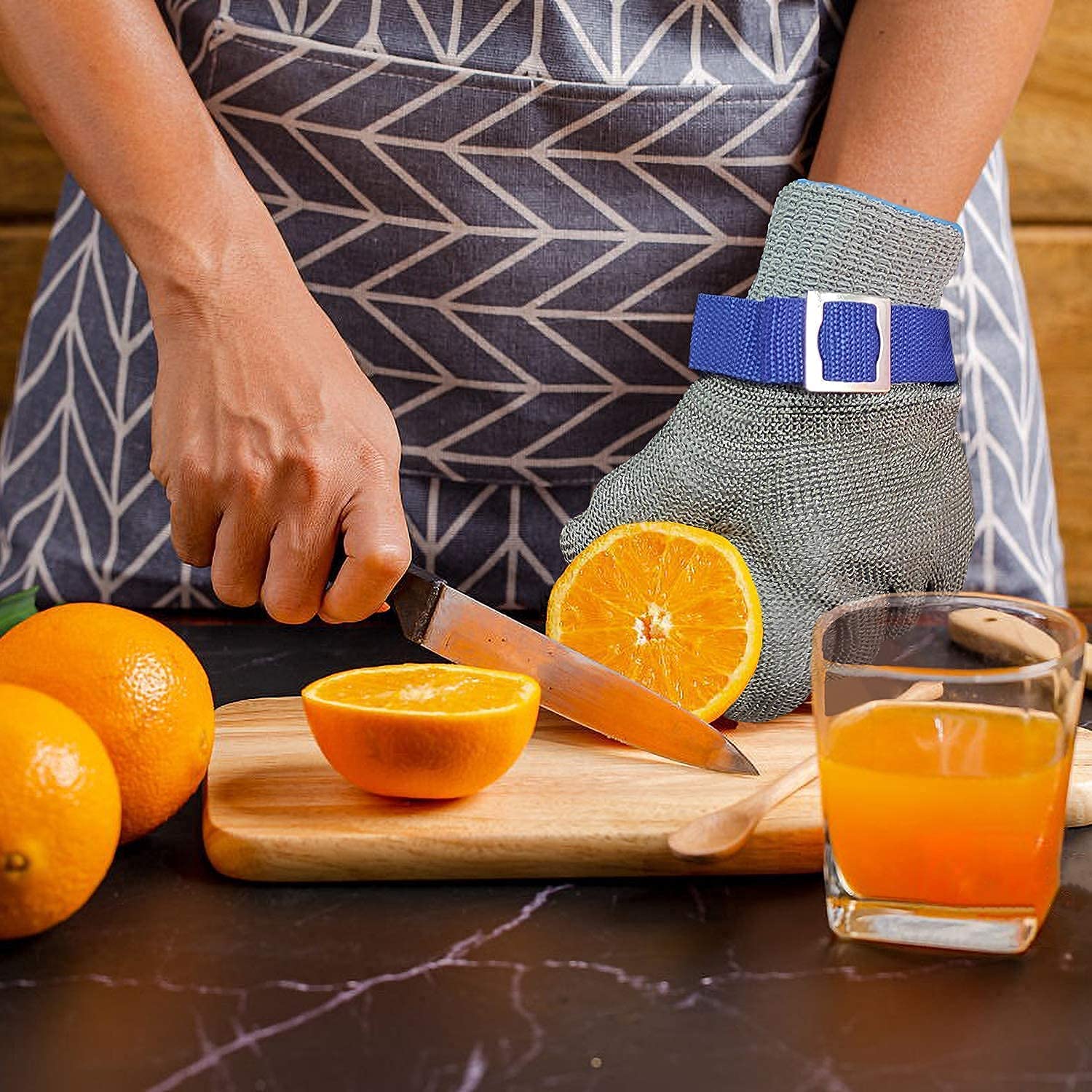 Gants Résistants Aux Coupures Niveau 5 Avec Manches - Maille Acier Inoxydable Pour Boucherie, Cuisine, Bricolage