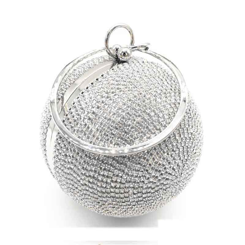 Women Beaded Crystal Party Evening Bag Bridal Wedding Round Ball Wrist Purse Bag For Women