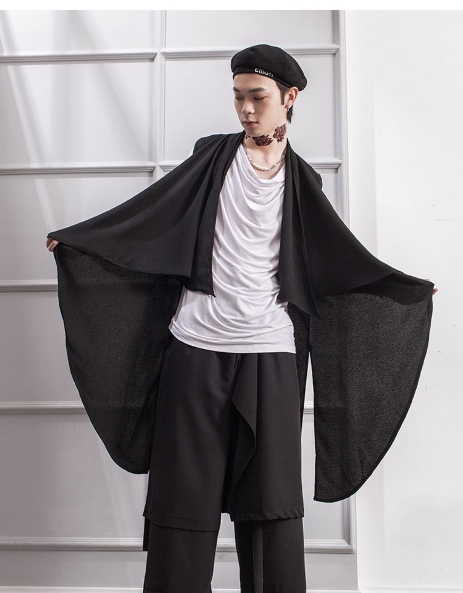 Korean mid summer long sleeveless vest bottom shirt loose youth thin spinning cardigan men