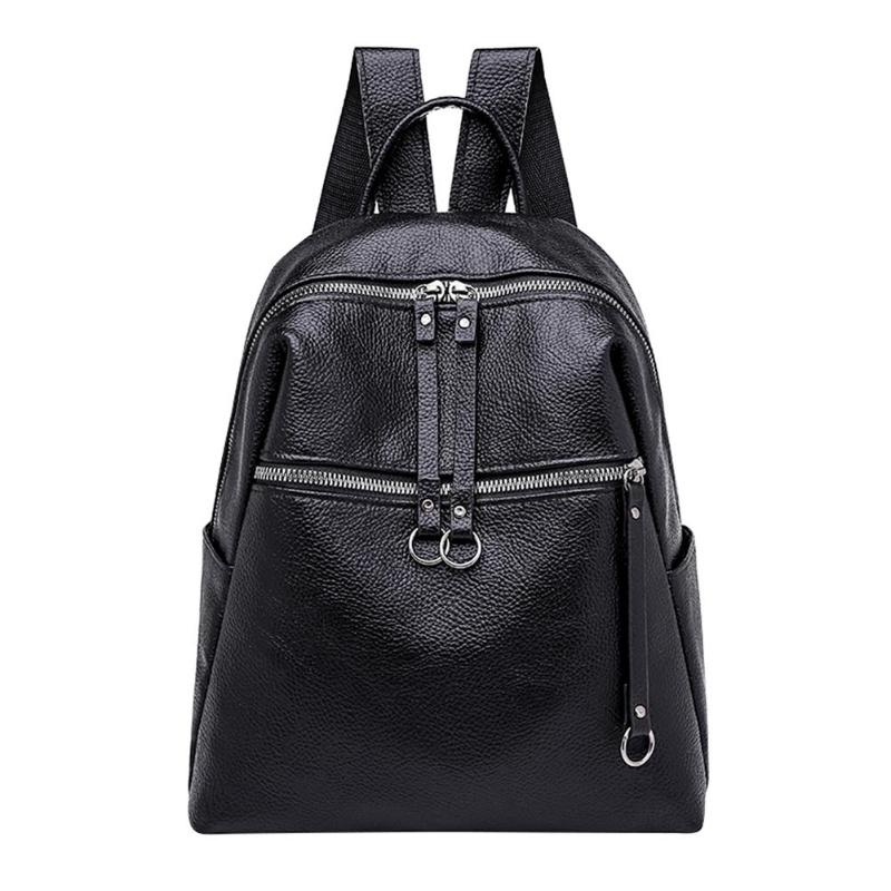 Women Backpacks Soft PU Leather Backpack Shoulder Daypack Female Rucksack Mochilas Mujer Casual School Bag for Girls: Black