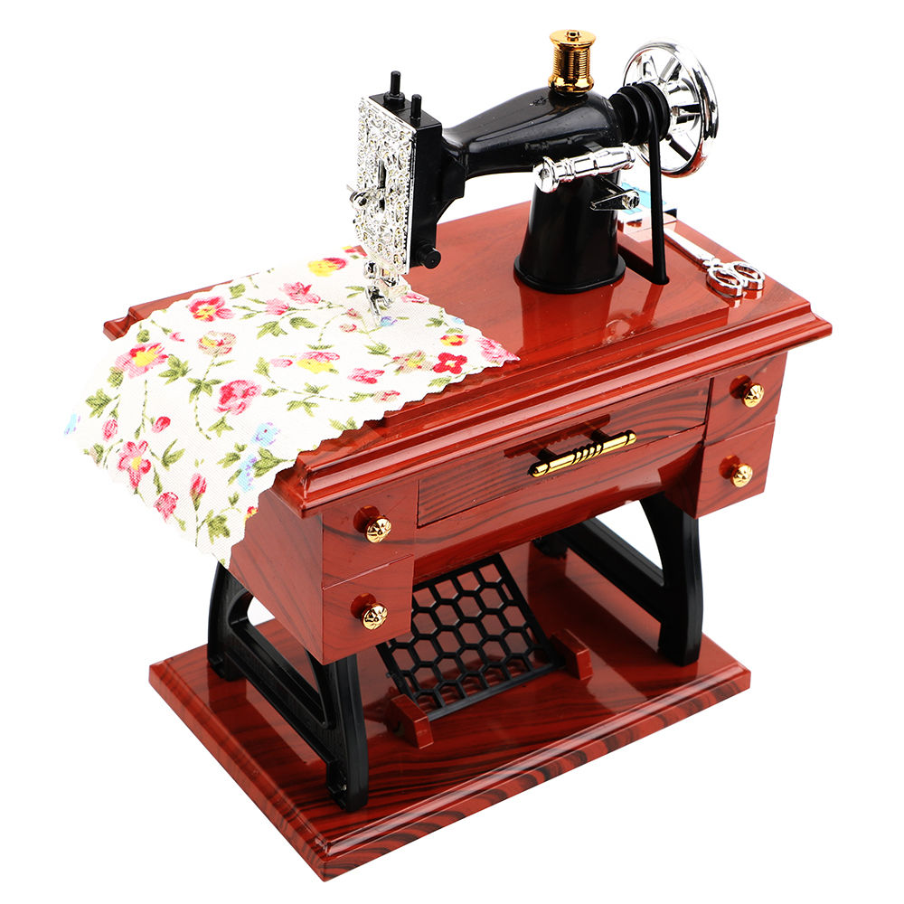 Jewelry Box Mini Sewing Machine Style Music Box Hand Crank Vintage Music Boxes Christmas Year Birthday