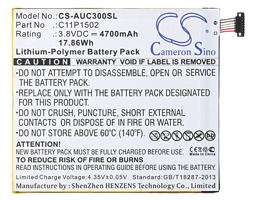 Cameron Sino 4700mAh Battery C11P1502 , C11P1517 for Asus P023, Z300C, Z300CG, Z300CXG, ZD300M, ZenPad 10, ZenPad 10.1