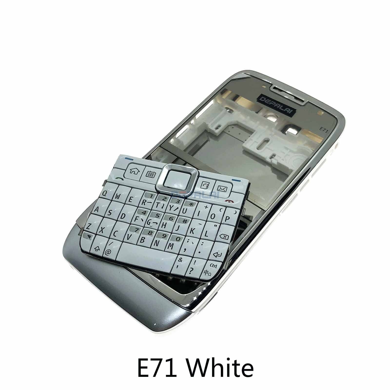 Voor Nokia E63 E71 E72 Behuizing Voorkant Faceplate Frame Cover Case + Back Cover Batterij Deur Cover + Toetsenbord: E71 White