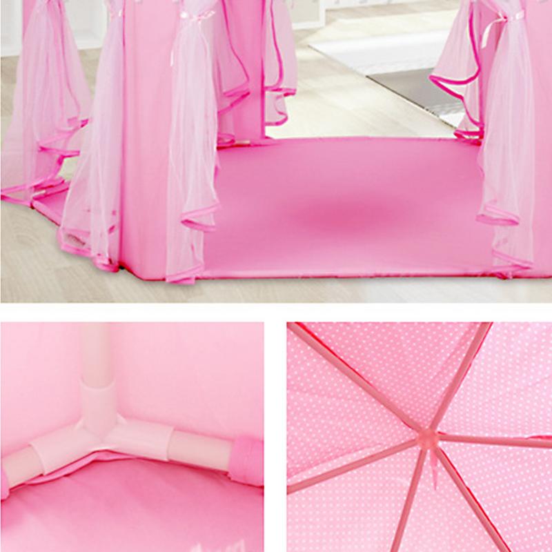 Meisjes Spelen Tent Hexagon Prinses Kasteel Huis Paleis Tenten Kinderen Speelhuisje Met Ster Licht Voor Indoor En Outdoor Roze