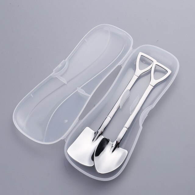 Stainless Steel Long Handle Ice Cream Dessert Spoon Sets Mixing Stiring Spoons Watermelon Shovels For Home Party Bar Supplies: storage box package