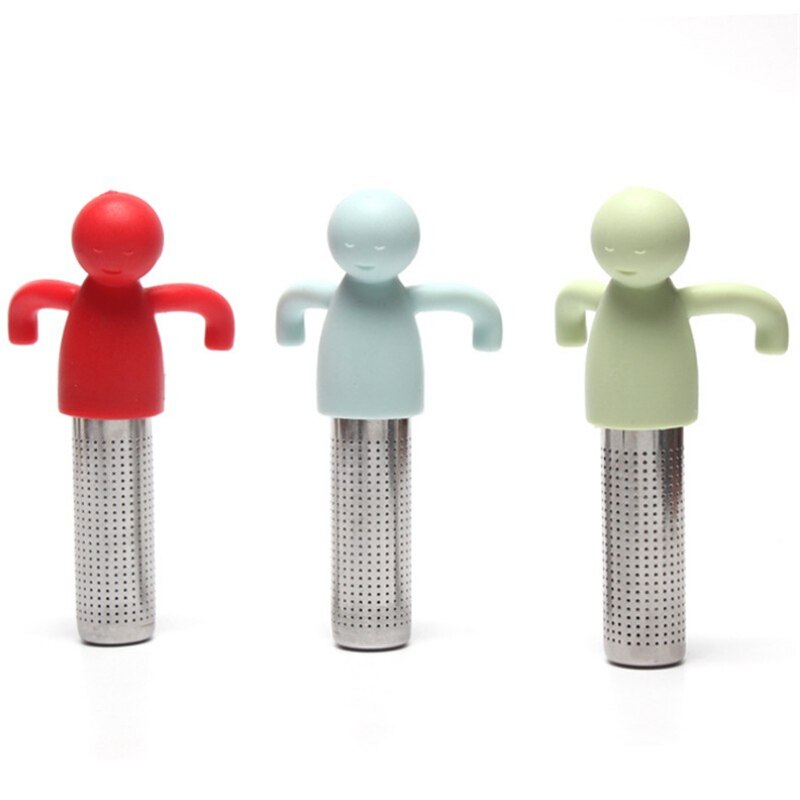 Silicone Human-Vormige Theezeefje Rvs 304 Thee Lek Fda Siliconen Thee Maker Herbruikbare Thee-ei Thee filter
