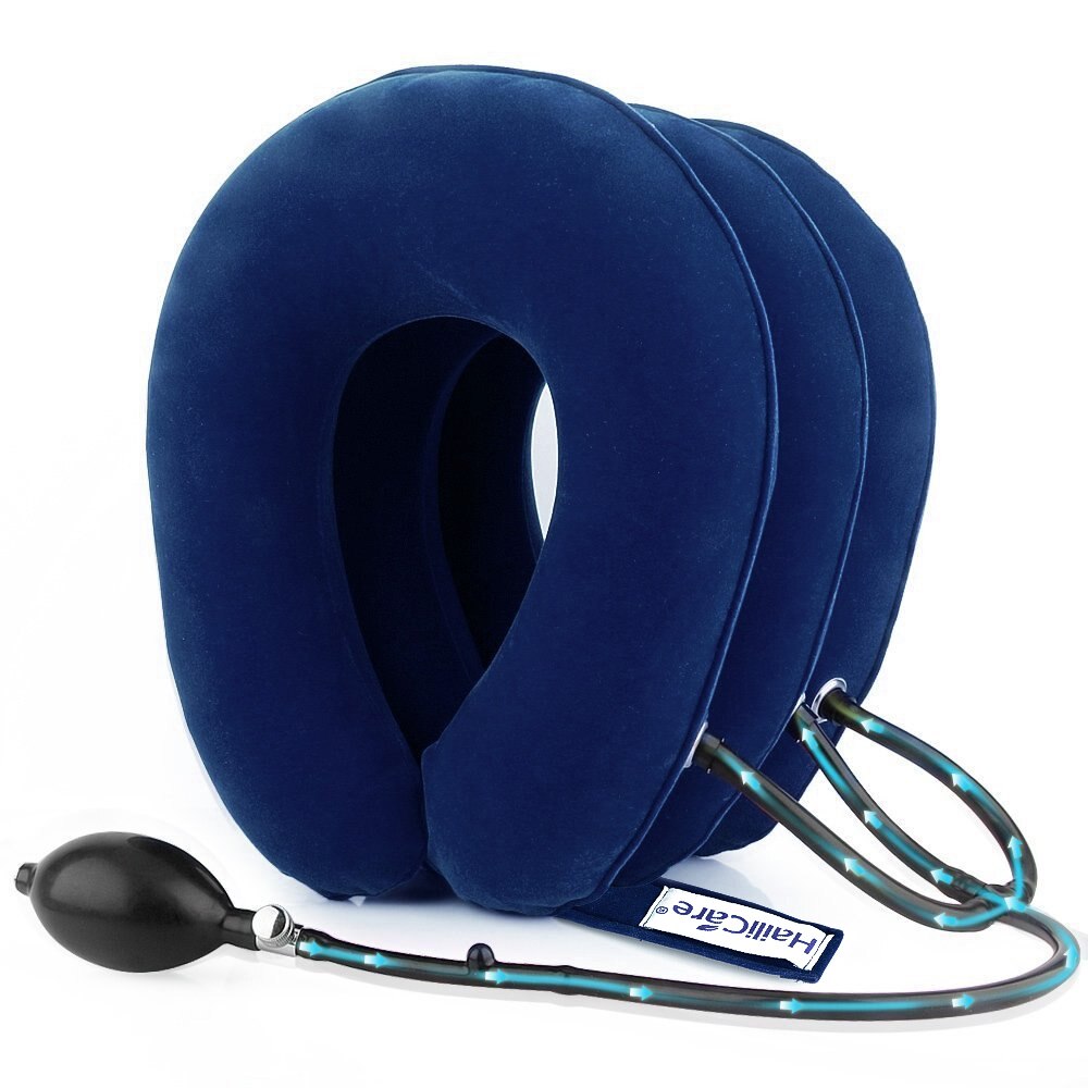 3 Lagen Opblaasbare Nek Tractie Zachte Cervicale Kraag Stretching Apparaat Air Cervicale Kussen Voor Nek En Schouder Pijn Brace: Style A Blue