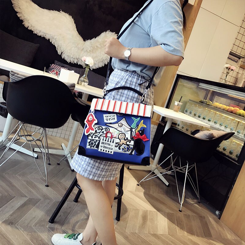 Dames pu leren handtassen vrouwelijke cartoon messenger bags dames portemonnee schoudertas casual tote bags