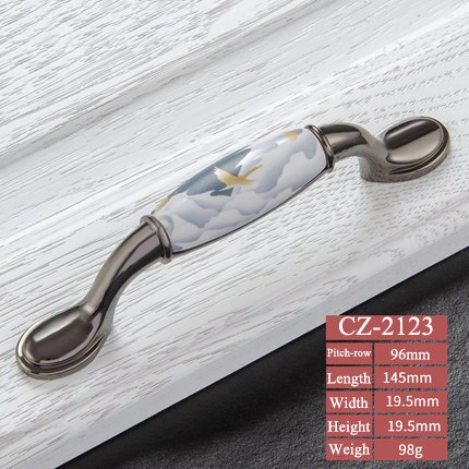 Sky blue/Ceramic Door Handles European Antique Furniture Handles Drawer Pulls Kitchen Cabinet Knobs and Handles: CZ-2123-96