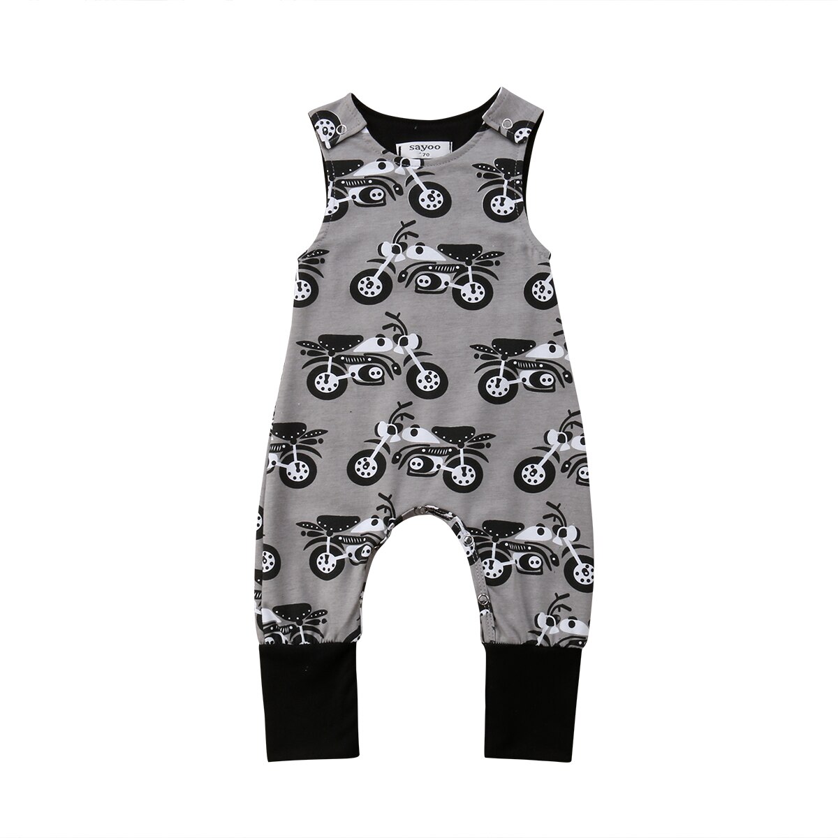 Emmababy Romper Top Baby Boy Kids Pasgeboren Baby Mouwloze Romper Jumpsuit Cartoon Katoenen Kleding Outfits: Grijs / 12m