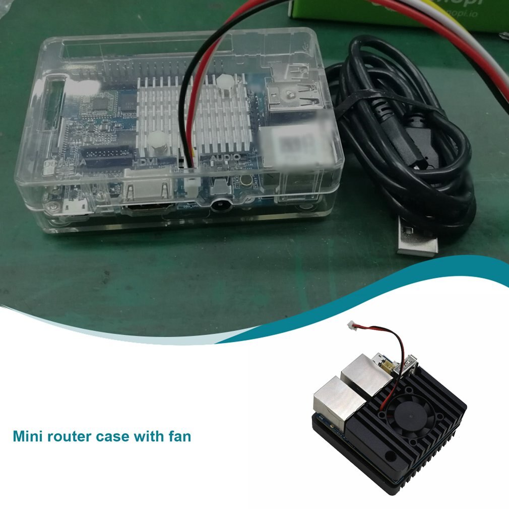 Nanopi R2s powłoka chłodząca routera ze stopu aluminium z wentylatorem chłodzącym robić procesora powłoka ochronna akcesoria