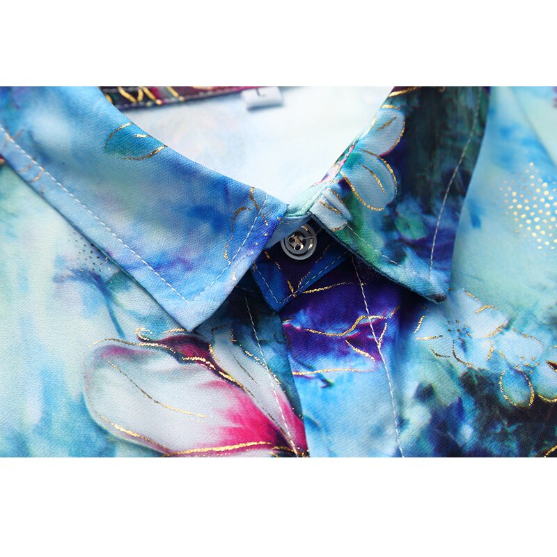 Summer Men's Flower Shirt Print Short Sleeve Shirt Mens Clothing Trend Casual Mens Floral Social Shirts M-7XL