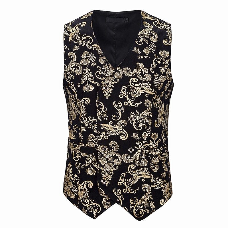 Glimmende gouden paisley vest heren colete social masculino luxe merk dj nachtclub vest vest heren feest bruiloft smoking vesten