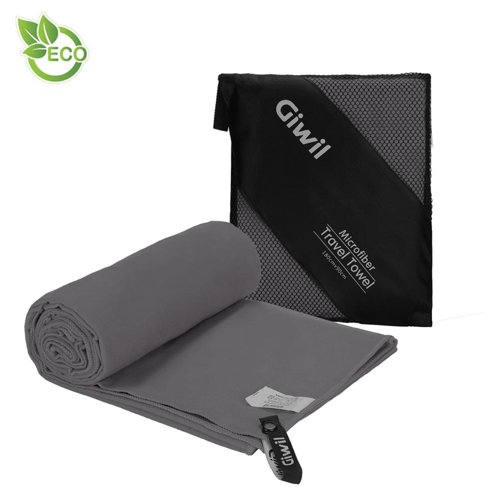 Giwil Microfiber Strandlaken Sport Reizen Handdoek Ultra Absorberend en Sneldrogend Handdoek Zwemmen Handdoek voor Yoga Gym Bad Camping: Grey / XL