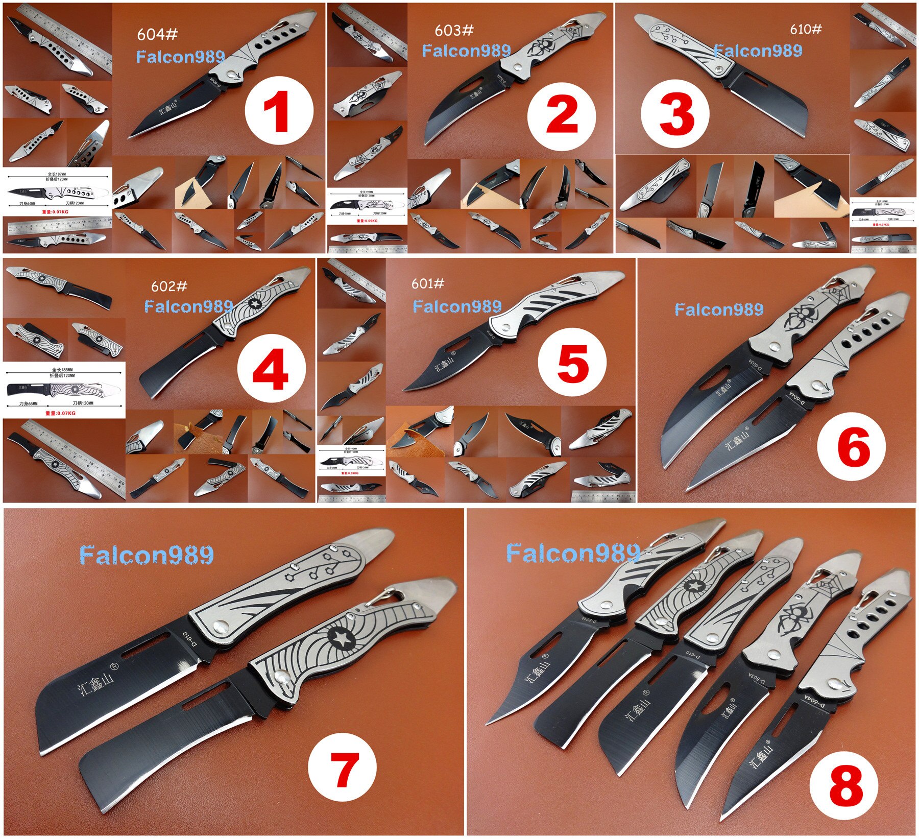 8kinds Leather Craft Skiving Carve Cut Cutter Knife Crease Polishing Shaping 2in1 Tool - Punch Chisel Pricking Iron Needle Edger