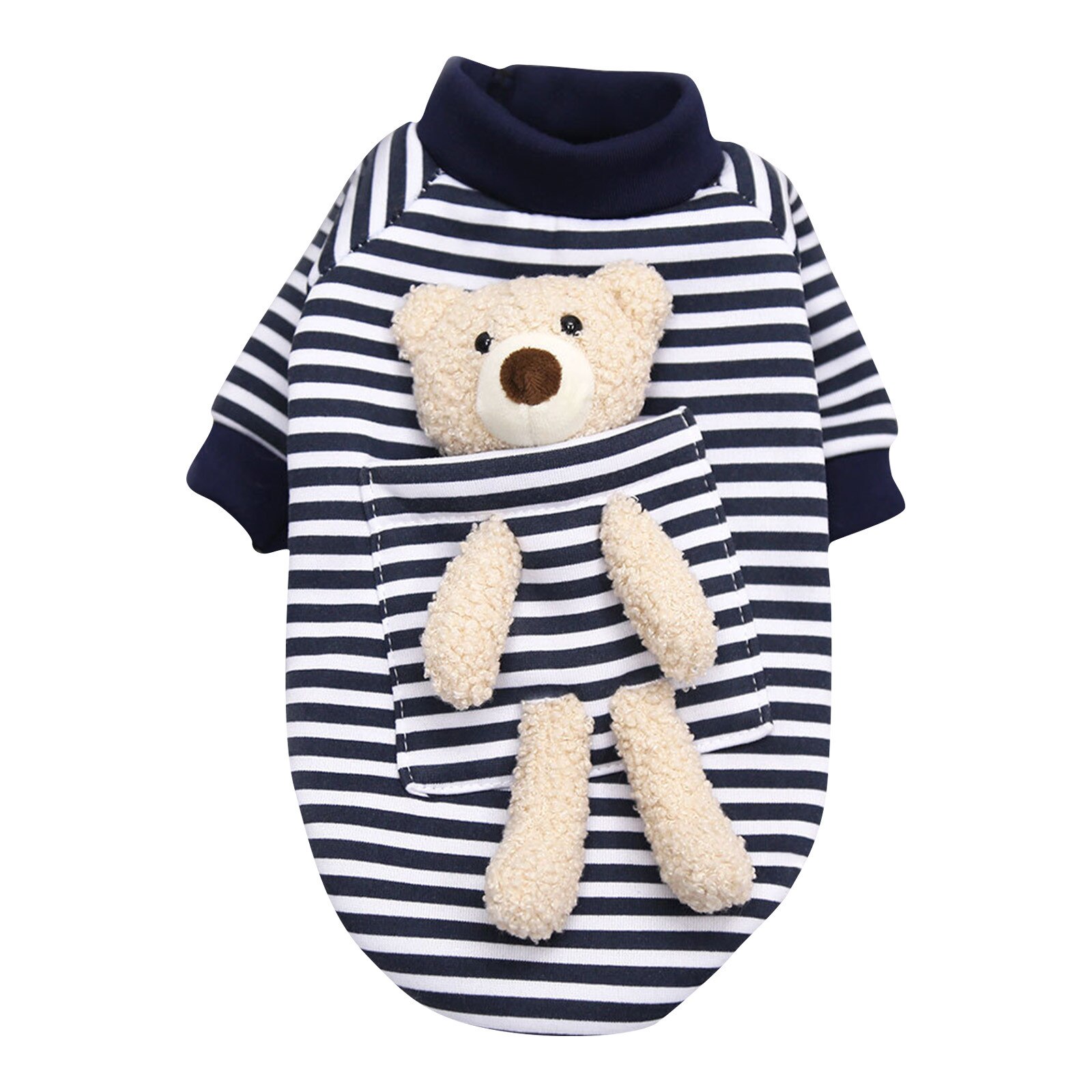 Pet Dog Cloth Dog Winterwinter Warm Pet Dog Clothes Soft Cotton Four-legs Hoodies Outfit For Small Dogs Clothing: Blue / L