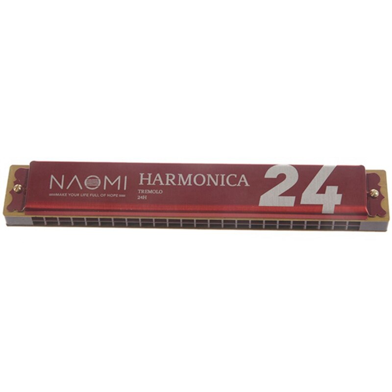 Naomi 24 Holes Tremolo Harmonica Sleutel Van C Rvs Mondharmonica Mondharmonica Met Case Wind Instrument: Red