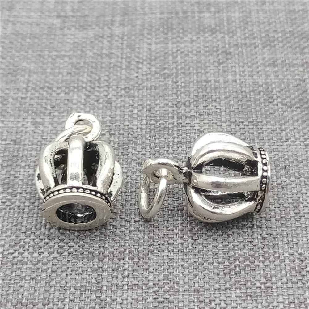 2 Stuks Van 925 Sterling Zilveren Kroon Charms 3D Voor Armband Ketting