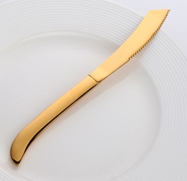 304 Stainless Steel Rainbow Color Steak Knife Western Style Dinner Knives Tableware Set Sharp Cutlery Dinnerware Accessories: 2pcs Color3