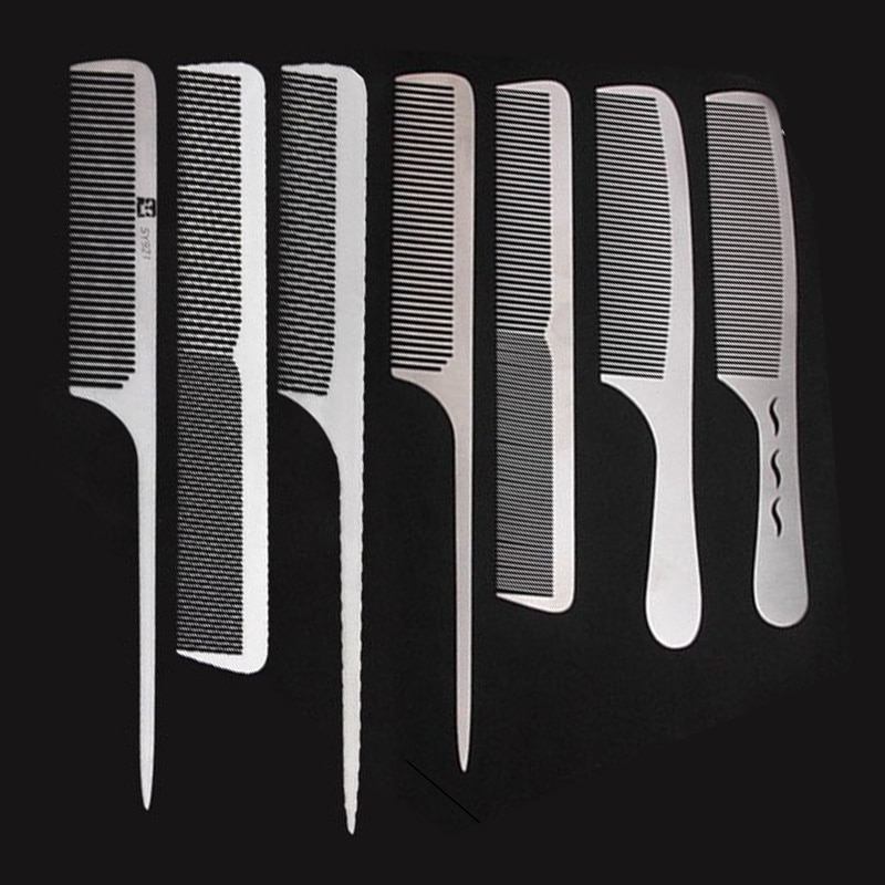 Edelstahl Silber Metall Friseur Kamm Friseur Salon Kämme Entwirren Haar Schneiden Werkzeuge für Männer und Frauen