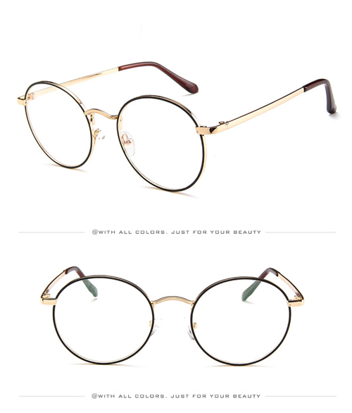 retro voor vrouwen mannen brillen frame luxe full metal ronde bril frame koreaanse nerd clear licht bril: C1