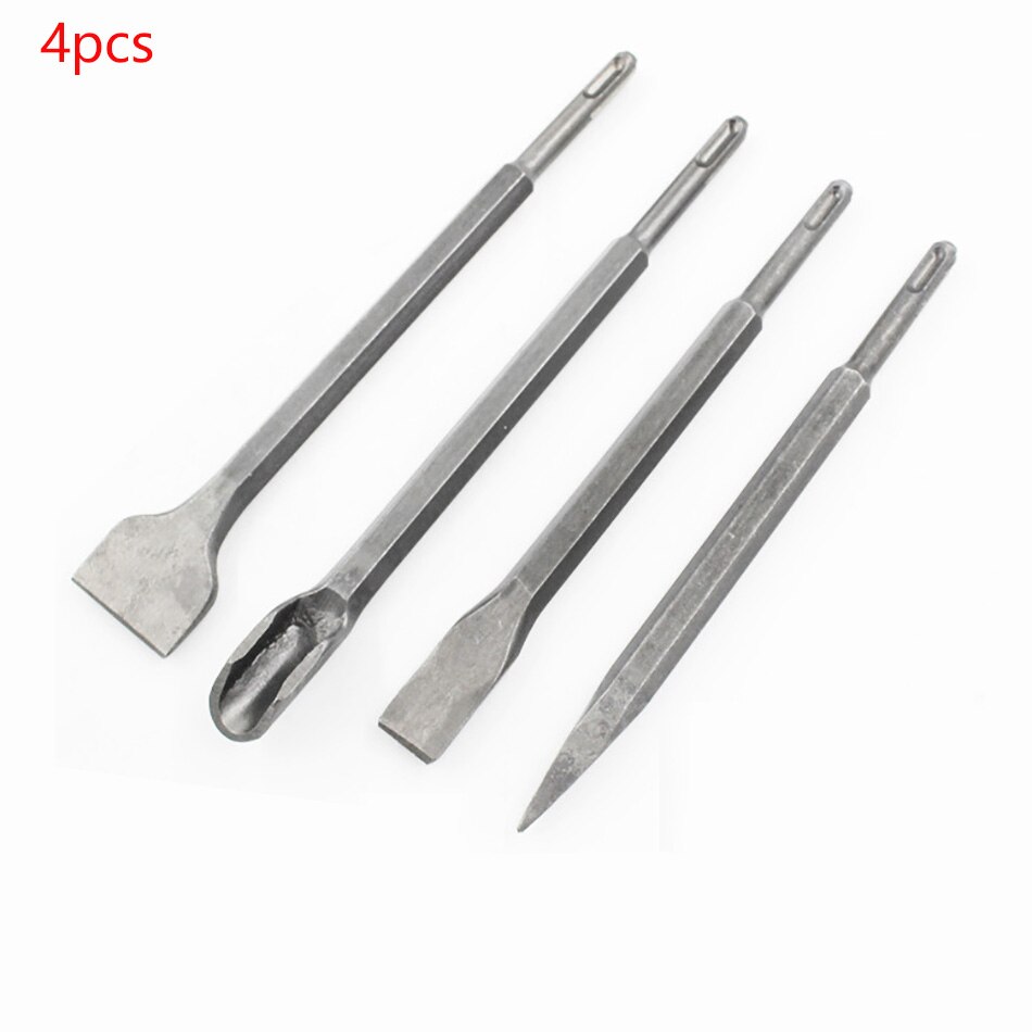 4pcs Electric Hammer Drill Bit Set chisel Shank Impact Rotary Concrete Masonry Drilling Grooving: Default Title
