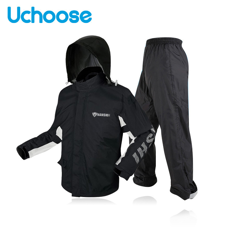 Chaqueta impermeable Universal Seasons, chubasquero transpirable, Neutral, para montar en motocicleta, pantalones de lluvia, traje dividido: black suit / XXL