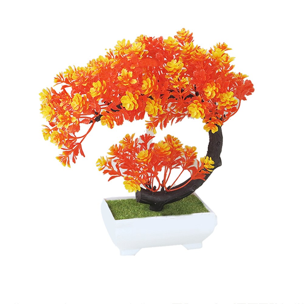 Artificial Small Tree Potted Plant Small Bonsai Desktop Decoration For Home And Company: Fluorescence Yellow