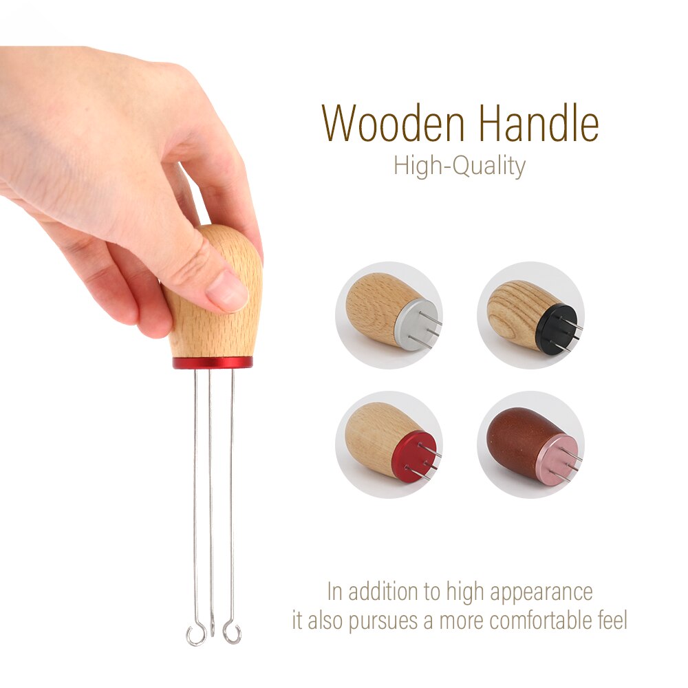 Needle Pin Coffee Tamper Distributor Espresso Stirrer Stirring Tool Stainless Steel Solid Wood Handle Coffee Leveler Accessories