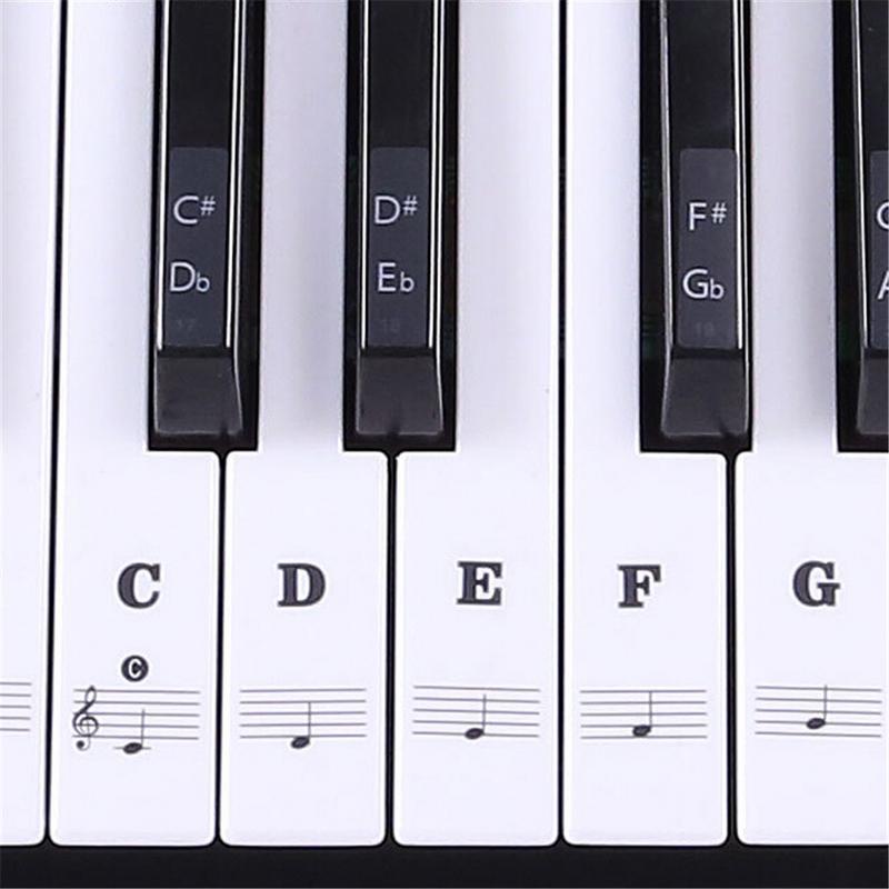 Transparent 54 61 88 Keys Electronic Keyboard Key Sticker Piano Stave Note Sticker for White Keys