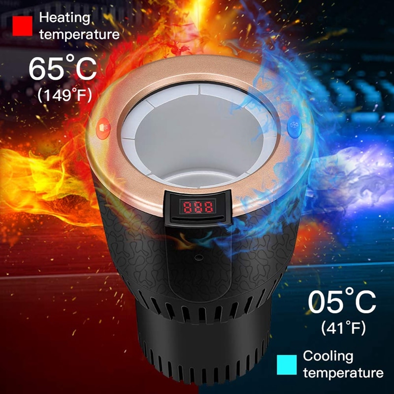 Portable Smart Cup Holder 12V Plug Car Cup Cooler/Warmer Auto Electric Cup Drink Holder Cooling Beverage Cans and Heating Coffee