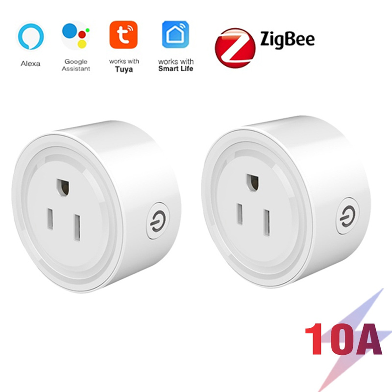 Aubess Tuya 10A Mini Smart WiFi Plug Outlet Timer Remote Control Switch Wireless Power Socket Work With Google Home/Alexa: 2 pcs