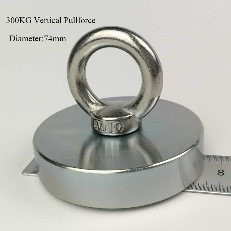 Imán fuerte de pesca de neodimio N52, imanes de disco redondo, búsqueda, Base de Material magnético, 200-600KG: 300KG ZI