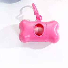 Pet Dog Garbage Clean Up Bags Carrier Holder Dispenser Poop Bags Set Waste Bags Doggie Outdoor Home Clean Refill Garbage Bag: Pink