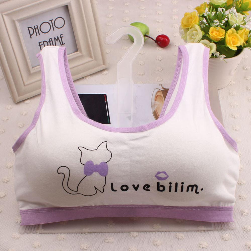 Bra Girl Underwear Lovely Girls Printing Underwear Bra Vest Children Underclothes Sport Undies Training Bra For Kid V22%: Purple