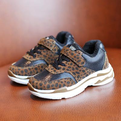 herbst Winter freundlicher Schuhe Baby Mädchen Schuhe freundlicher Sport Turnschuhe Art Jungen Turnschuhe Mädchen Pu Leder Schuhe Leopard: B / 35