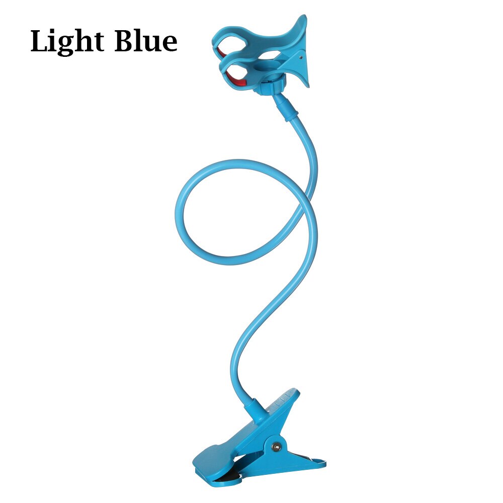 Mount Stand 360° Rotating Plastic Mobile Phone Stand Clamp Bed Desk Lazy Holder Flexible Arm Mobile Phone Rack: light blue