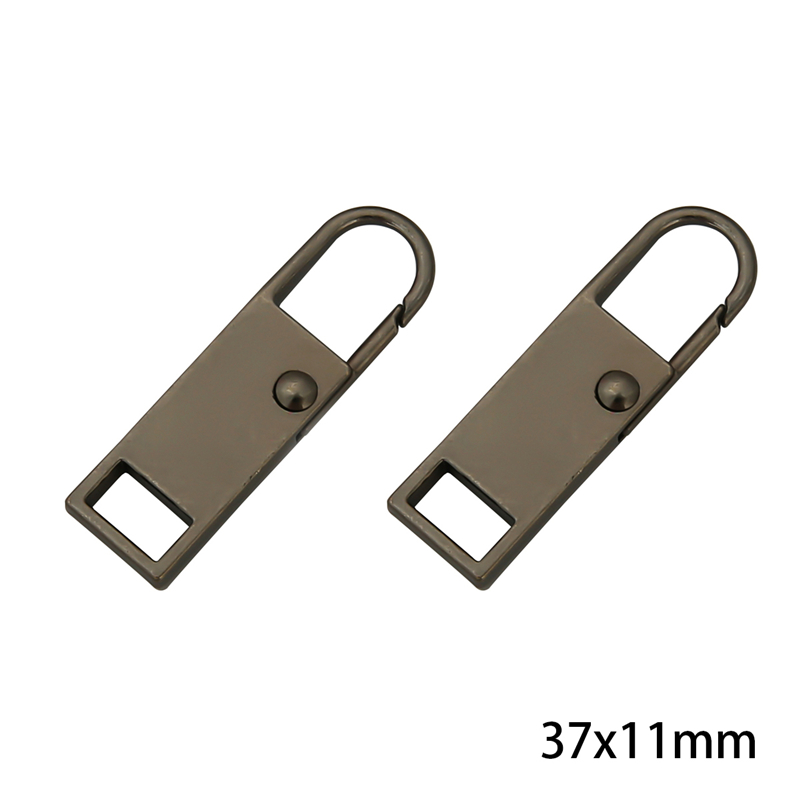 Kit de réparation de fermeture éclair en métal noir, 2 pièces, fermeture éclair éclair, extracteur pour curseur de fermeture éclair, bricolage, couture artisanale: 37x11mm Gun Metal