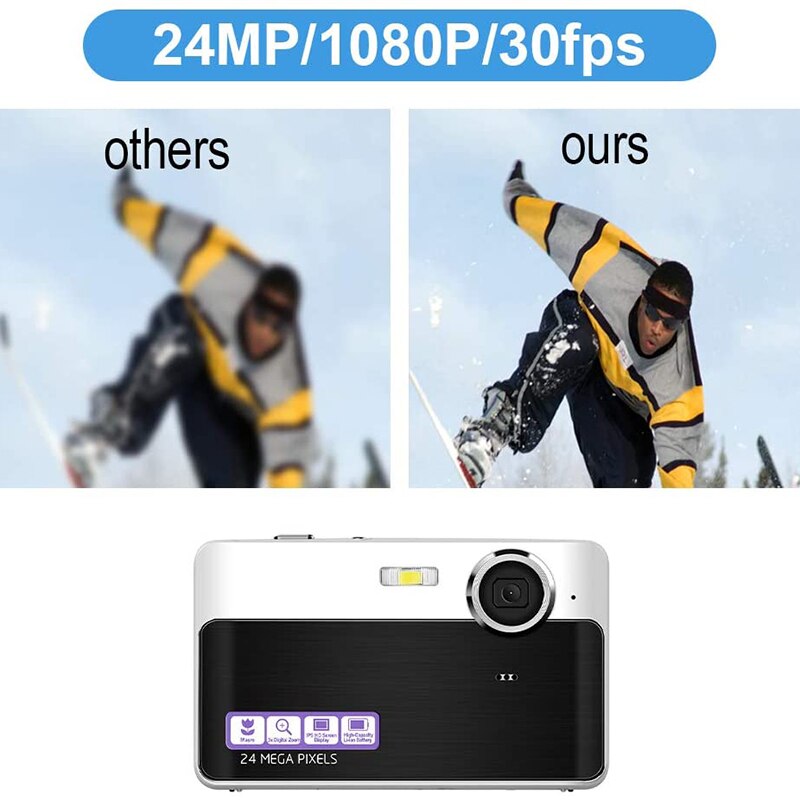 Digitale Camera Mini Video Camera Point En Shoot Camera 2.4Inch 24 Mp Hd Studenten Digitale Camera Voor Kinderen Tieners