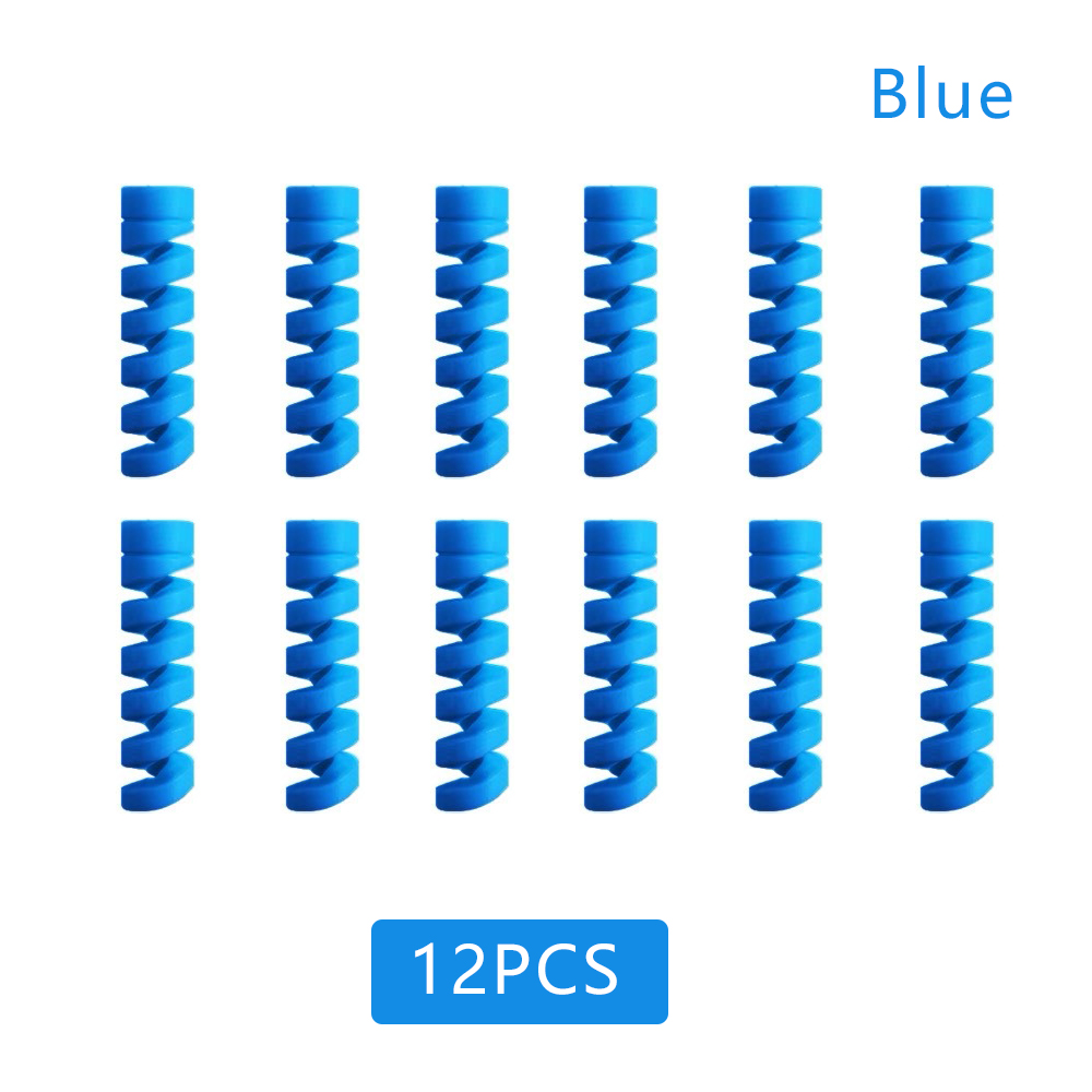 12PCS/Set Cable Protector For iPhone Desk Set Earphone Cable Organizer Wire Data Line Holder Winder Wrap Cord Desk Accessories: 12PCS Blue