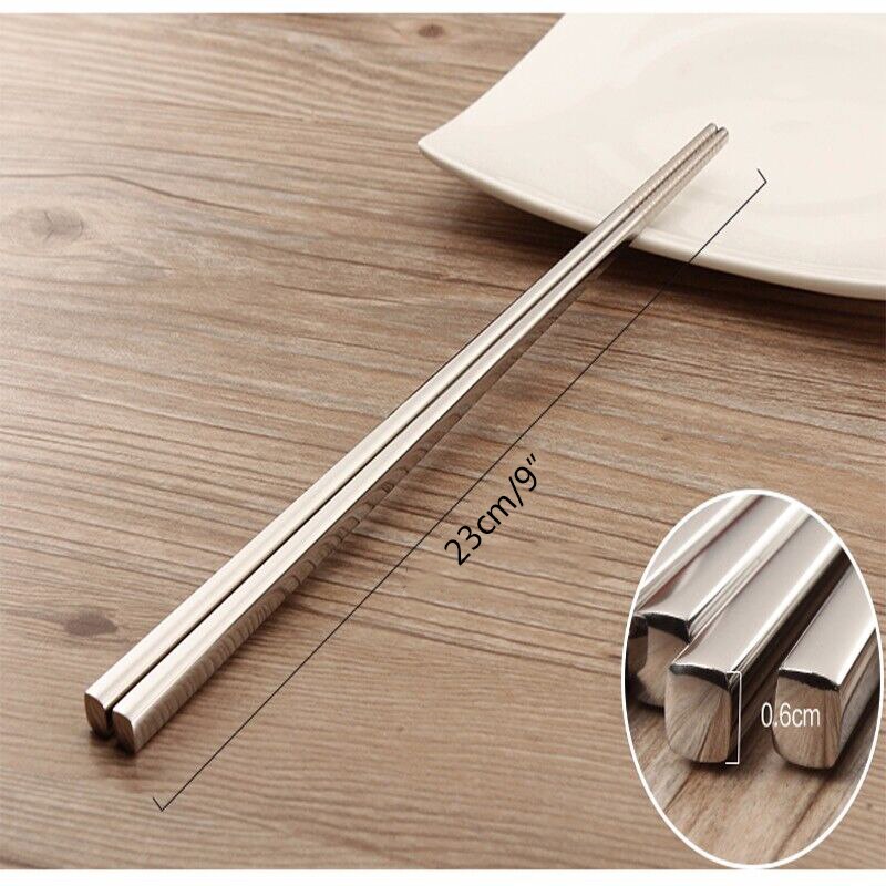 5 par metalowy kwadratowy zestaw Chopstick japońska restauracja koreańnarty siekać Stick antypoślizgowe 304 pałeczki ze stali nierdzewnej chińskie sztućce