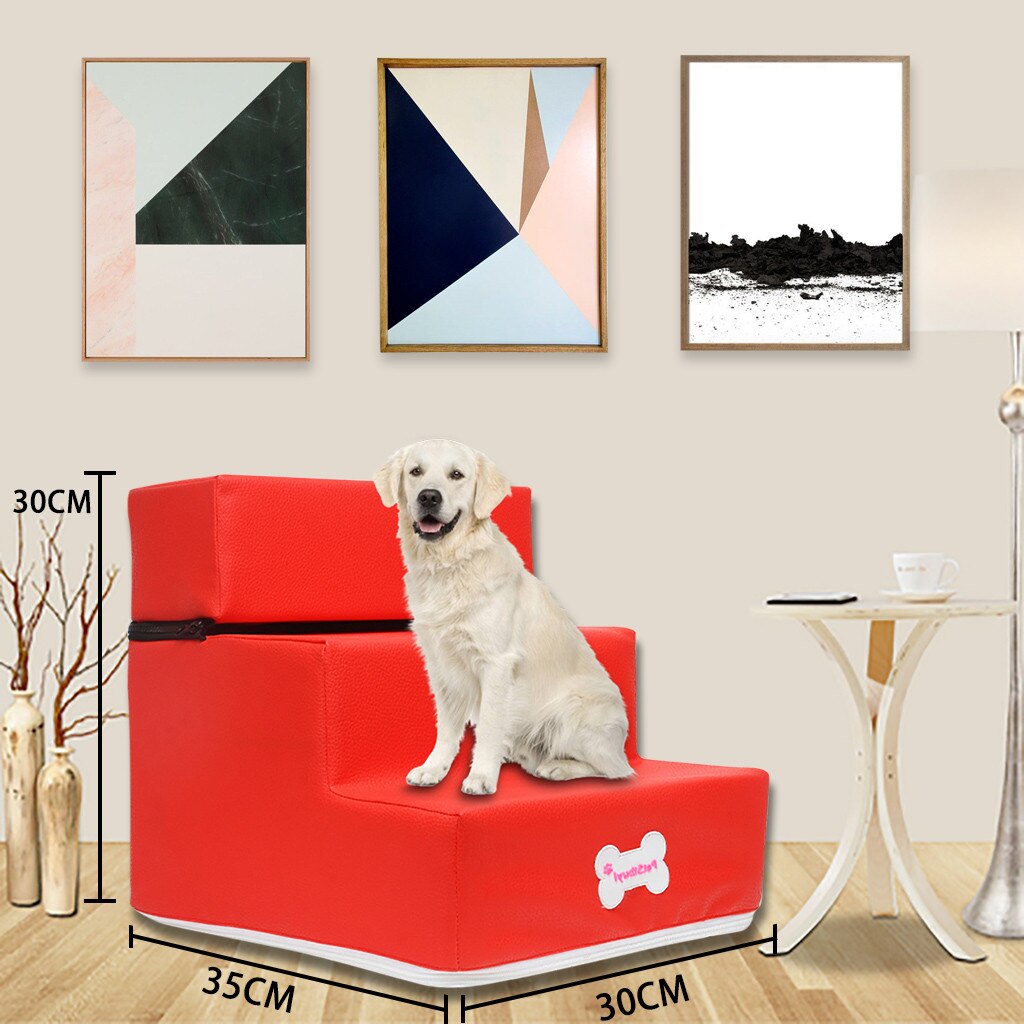 Luxury Mesh Fold Pet Ramp Stairs For Little Small Dog Puppy Cat Animals Mat Mattress Bed Fabric 3-steps with detachable Cover